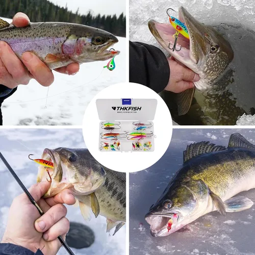 Vista 6 de THKFISH: Señuelos de pesca en hielo, plantillas de pesca en hielo, equipo de pesca en hielo, señuelos duros y plantillas de pesca Walleye, kit