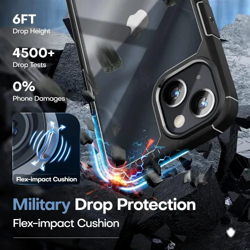 Vista 3 de TAURI Funda 3 en 1 para iPhone 13, con 2 protectores de pantalla, [protección contra caídas de grado militar] a prueba de golpes para iPhone 13
