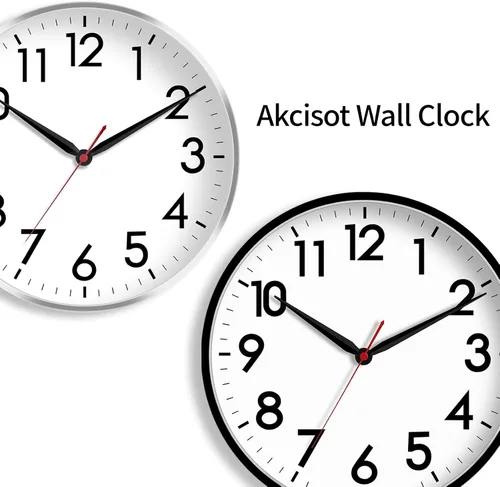 Vista 2 de AKCISOT Reloj de pared de 16 pulgadas, reloj analógico silencioso con pilas A_negro