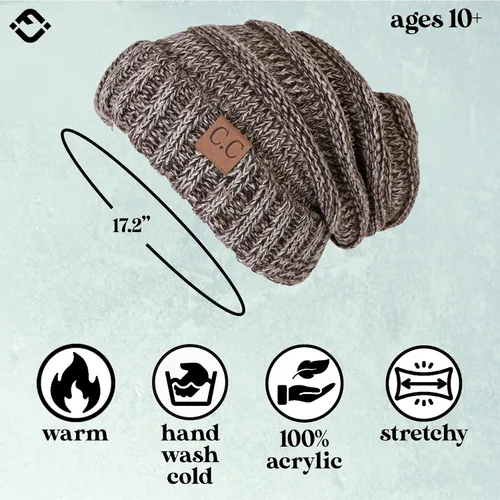 Vista 251 de Funky Junque Gorro de moda de punto trenzado de talla extragrande, grueso, abrigado, suave y holgado