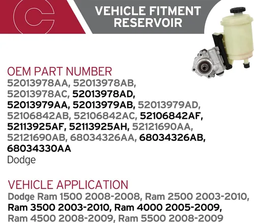 Vista 2 de Cardone 96-1008R Bomba de dirección asistida de repuesto automotriz compatible con modelos Dodge Ram 1500, Dodge Ram 2500, Dodge Ram 3500, Dodge Ram