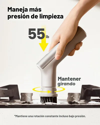 Vista 4 de HOTO Cepillo giratorio eléctrico de mano de mango corto, IPX7, resistente al agua, cepillo de limpieza de baño, máximo 22 pulgadas-lb, con 9