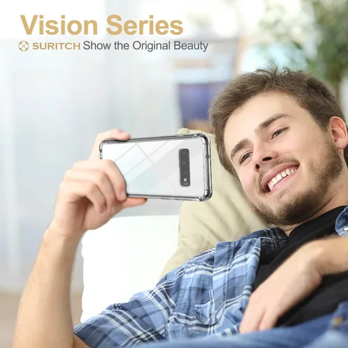 Vista 3 de SURITCH Funda transparente para Samsung Galaxy S10 Plus (solamente) de 6.4 pulgadas, [protector de pantalla integrado], protección de cuerpo
