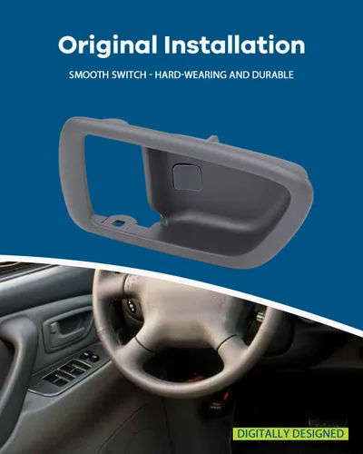 Vista 3 de LUJUNTEC Bisel de manija interior de la puerta – lado izquierdo del conductor delantero y trasero, repuesto directo gris para Toyota 2001-2007