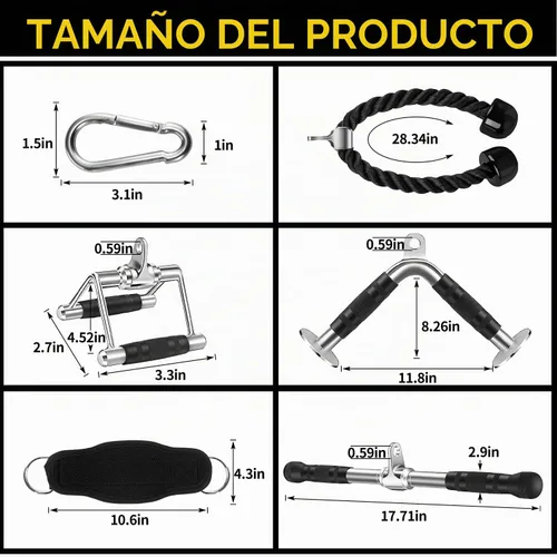 Vista 3 de Accesorio para máquina de cable, accesorios de extracción LAT, accesorios de gimnasio en casa, accesorio desplegable de tríceps
