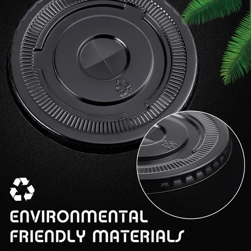 Vista 3 de Hortsun - 500 tapas planas de PET de 3.858 in con ranura para popote para tazas de 12 a 24 onzas Fits Compatible 12, 16, 20 and 24 oz PET Cups