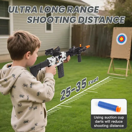 Vista 4 de Pistola de juguete realista para pistolas Nerf, dardos de espuma, con alcance de 120 balas suaves, 3 revistas, ametralladoras eléctricas