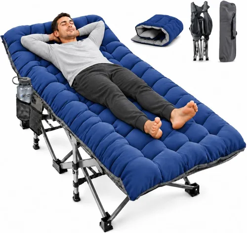 Vista 9 de ABORON Catres de camping para adultos, 28 pulgadas extra anchas para dormir Todo negro