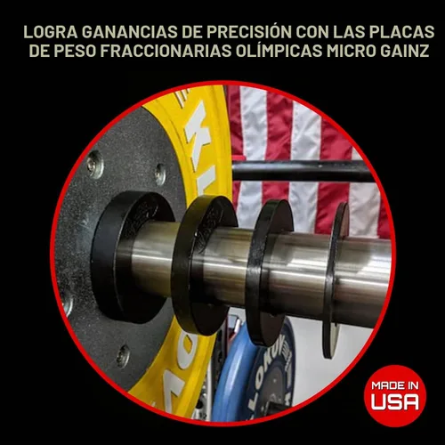 Vista 2 de Micro Gainz - Juego de discos de peso olímpicos fraccionales, juego de 10 discos olímpicos con bolsa, diseñado para pesas olímpicas