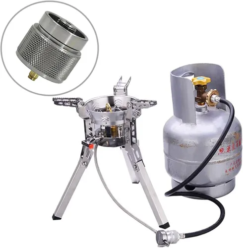 Vista 6 de Adaptador de butano a propano Adaptador de estufa de camping Conector de estufa de senderismo al aire libre para bote de combustible de isobutano