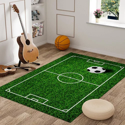 Vista 8 de Alfombra de área con patrón de cancha de baloncesto, moderna, de franela, de microfibra, antideslizante, para sala de estar, dormitorio, 7 x 5 pies