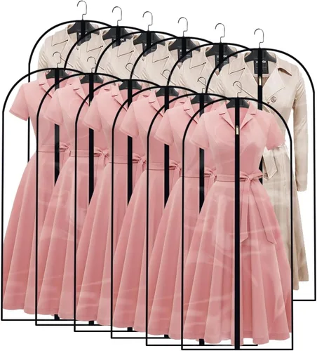 Vista 26 de Bolsas transparentes para colgar ropa de viaje (juego de 6) bolsas de traje para almacenamiento de ropa, bolsas de almacenamiento de ropa, funda