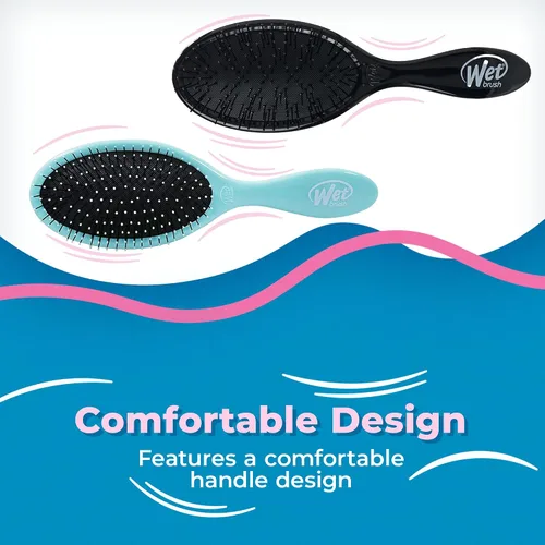Vista 6 de Wet Brush Paquete de cepillo desenredante original y desenredante de cabello grueso, aguamarina y negro