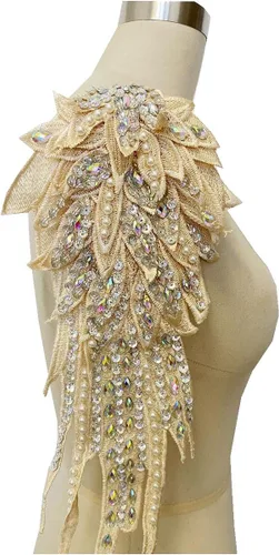 Vista 10 de Hecho a mano de 18 colores para coser diamantes de imitación de perlas de encaje apliques de perlas para coser a mano, parches para accesorios