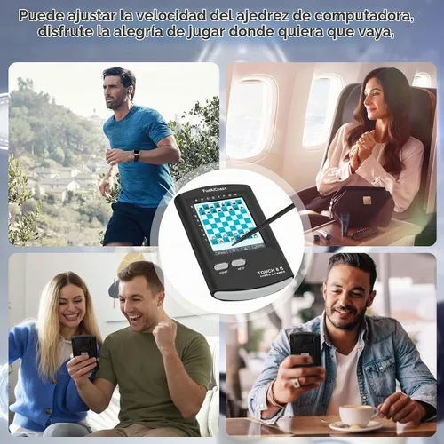 Vista 5 de Tablero de ajedrez electrónico de mano 8 en 1, juego de ajedrez electrónico portátil para adultos, niños y principiantes, aprenden y viajan con Negro