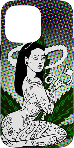 Vista 21 de iPhone 16 Weed Smoking Babe Marihuana Cannabis Smoke Stoner 420 Estuche de regalo