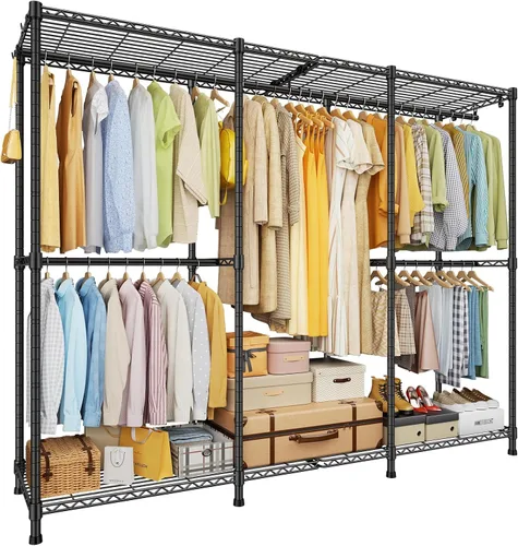 Vista 11 de ULIFHOME E14 Max - Perchero de ropa resistente, percheros independientes para colgar ropa, organizadores de armario ajustables y almacenamiento