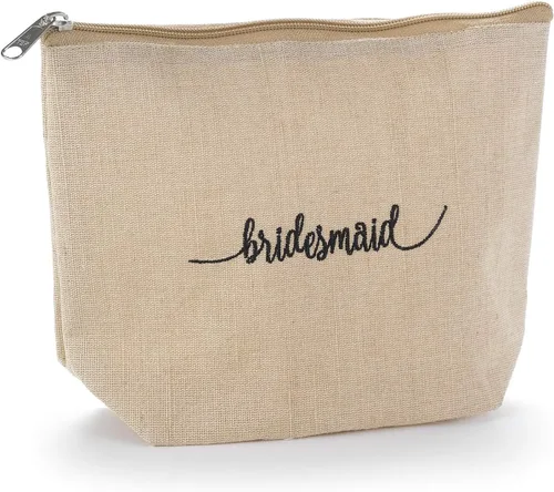 Vista 6 de Hortense B. Hewitt Accesorios de boda forrado yute natural bolsa de cosméticos, 10 x 7 pulgadas, suya