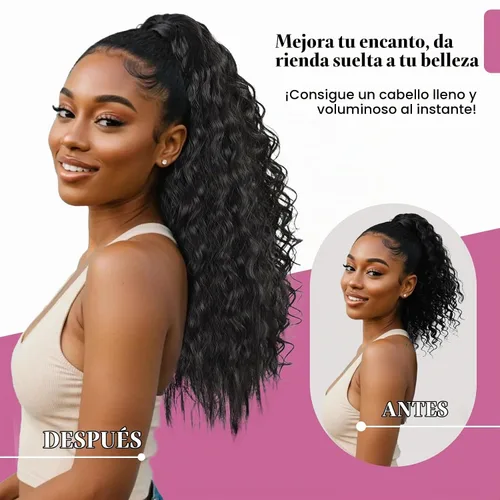 Vista 5 de Extensión de cola de caballo larga con ondas de maíz, pasta mágica, resistente al calor, ondulada, sintética, envolvente, extensión de cola
