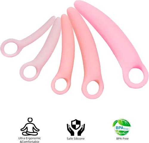 Vista 2 de Conjunto de ejercitador muscular de suelo pélvico de silicona - Rosa