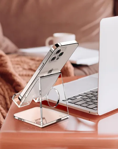 Vista 9 de Soporte acrílico para teléfono celular, soporte para teléfono Transparente