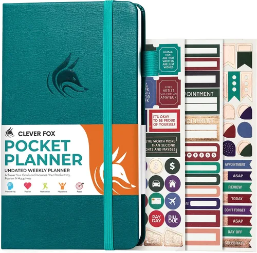 Vista 16 de Clever Fox Agenda de bolsillo semanal – Agenda mensual sin fecha y calendario, mini planificador perfecto para bolso, 3.7 x 6.7 pulgadas