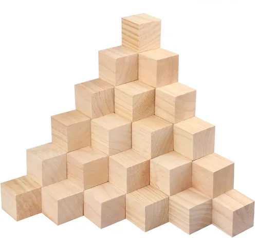 Vista 13 de 6 paquetes de bloques de madera para manualidades, cubos de madera de pino de 3.15 pulgadas, cubos de madera de 8 x 8 x 8 cm para pintar, estampar