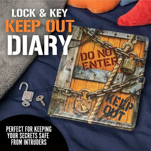Vista 2 de Diario con páginas forradas Keep Out de Peaceable Kingdom, para niños, 6.25 in