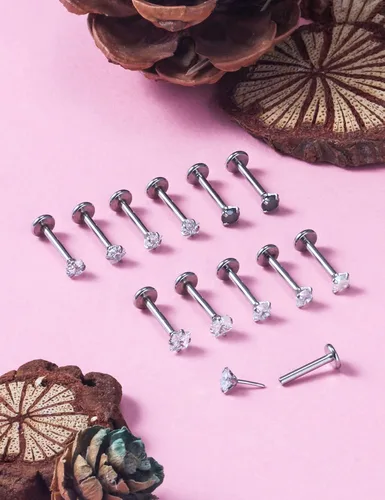 Vista 6 de Dyknasz 20G 18G 16G sin rosca Medusa piercing de acero quirúrgico labret joyería labret anillos labiales para mujeres y hombres, aretes de hélice
