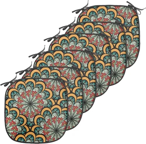 Vista 221 de Ambesonne Flamingo - Cojín de asiento para silla, diseño de fantasía exótica con elementos de vida silvestre hawaiana en colores pastel, acolchado