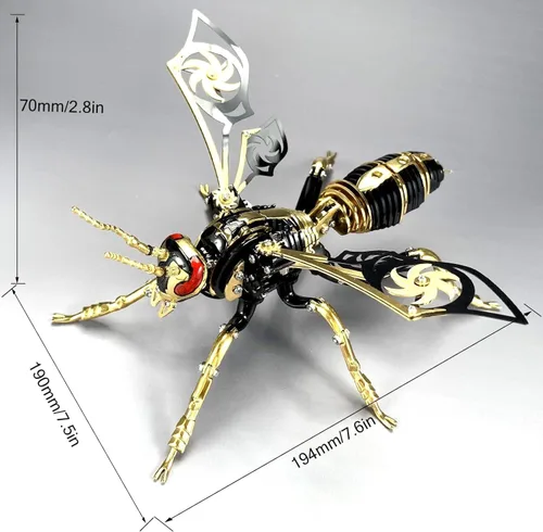 Vista 2 de ALEjon Kit de modelo de avispón gigante del norte de metal 3D: bloques de construcción de avispas de bricolaje, rompecabezas difícil para adultos