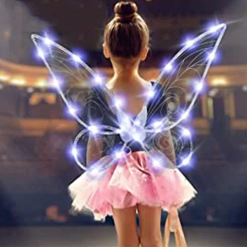 Vista 6 de Alas de hadas para disfrazarse de alas transparentes brillantes de mariposa disfraz de Halloween alas de ángel para niños y niñas y mujeres