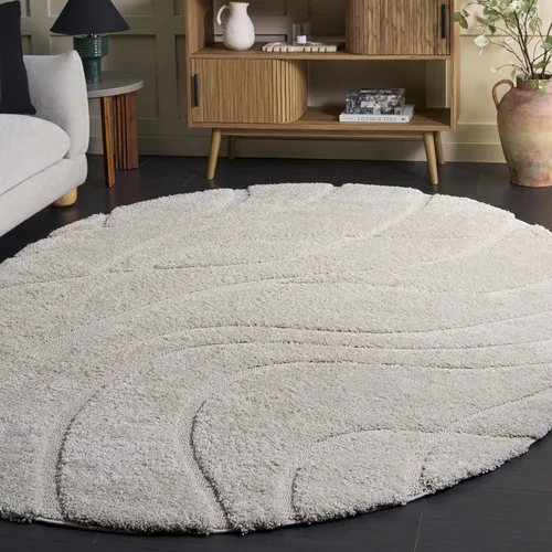 Vista 105 de Safavieh Florida Shag Collection - Alfombra de área de 2 x 3 pies, color crema/beige, diseño geométrico, felpa de 1.2 pulgadas de grosor, ideal