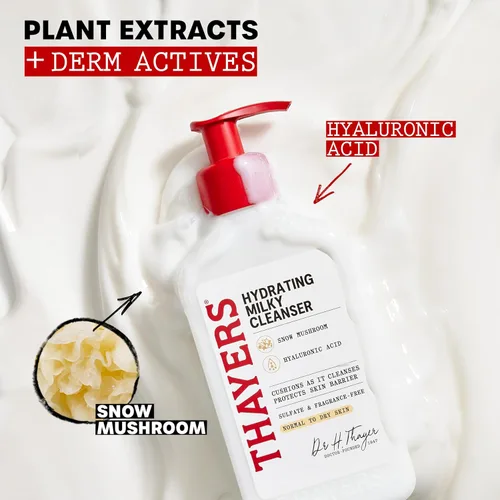 Vista 3 de THAYERS Limpiador Facial Hidratante Lechoso con Hongo de Nieve Tremella y Ácido Hialurónico, Lavado Facial Suave Recomendado por Dermatólogos
