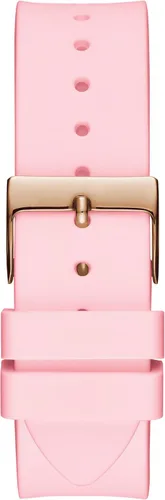 Vista 3 de GUESS Reloj para mujer de 1.535 in - Correa rosa esfera blanca caja en tono oro rosa, Rosado, Moderno