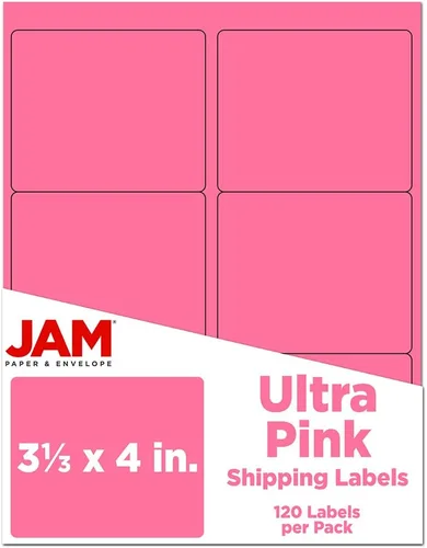 Vista 92 de Etiquetas de dirección de envío JAM PAPER - Rectangular - 1 1/3 x 4 - Rosa bebé pastel - 126/Paquete