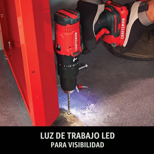 Vista 5 de CRAFTSMAN Taladro de martillo inalámbrico V20, 1/2 pulgada, batería y cargador incluidos (CMCD711D1)