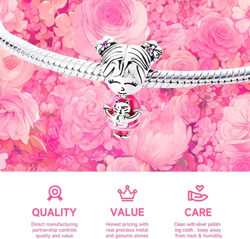 Vista 3 de NUJIFFY Cuentas de plata de ley 925 para pulseras y collares, cuentas de cristal para hermana de pasaporte de avión, pulseras de ángulo de corazón