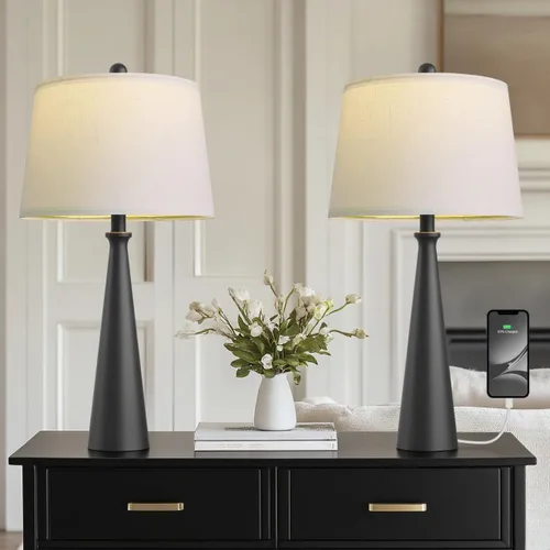 Vista 12 de Oneach Lámparas de mesa de 25.75 pulgadas para sala de estar, lámpara de noche regulable de 3 vías, con control táctil regulable de 3 vías, moderna