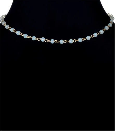Vista 2 de Ofeiyaa - Juego de 12 piezas con cadena de oro, collar de cuentas de moneda, luna, estrella, dije de perla, gargantilla de cadena multicapa
