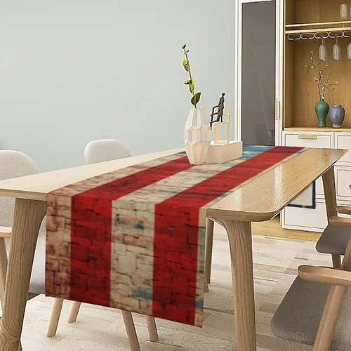 Vista 6 de Camino de mesa de 72 pulgadas de largo para verano, boda, cocina, mesa de comedor, decoración para el hogar, fiesta, decoración retro de estrellas