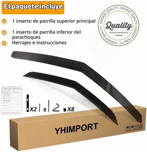 Vista 8 de Combo de rejilla frontal negra Billet para Chevy Camaro LT/LS V6 Phantom estilo principal superior inferior parachoques aluminio Billet Grill