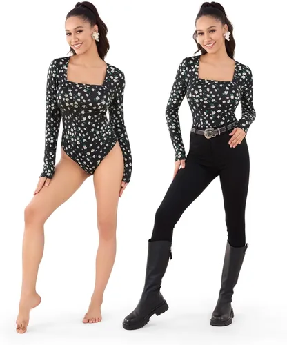 Vista 2 de MANGOPOP Body de manga larga con cuello cuadrado para mujer