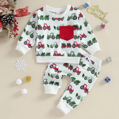 Vista 2 de Ledy Champswiin Conjunto de ropa de Navidad para niños pequeños, 6, 12, 18, 24 meses, 2T 3T, trajes de invierno para bebé