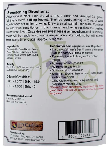 Vista 2 de Vintners Best Saúco Base de vino de frutas de 128 oz. Jarra