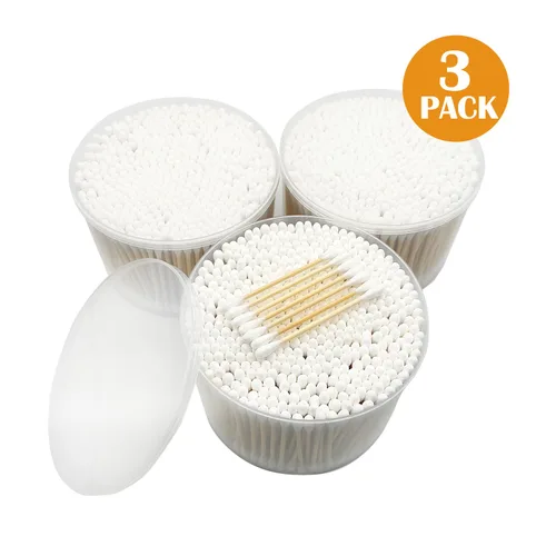 Vista 3 de 1500 piezas de algodón de bambú natural, hisopos de algodón biodegradables orgánicos