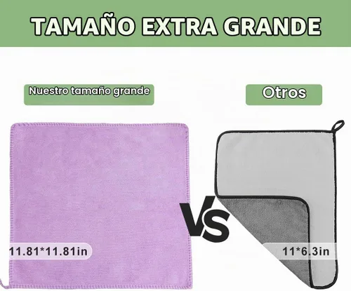 Vista 5 de CQT Paño de limpieza reutilizable de microfibra Paño de lavado, paño de cocina (11.8x11.8 in 12packed)