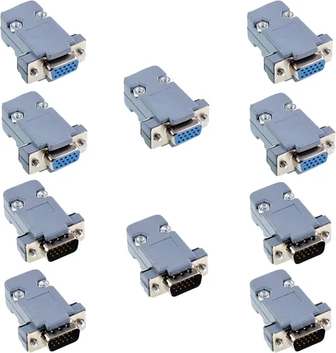 Vista 8 de 10PCS VGA macho DB15 3fila HD15 15Pin soldadura Copa Conectores Kit