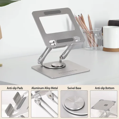 Vista 2 de Soporte giratorio para tableta para iPad/Kindle/iPhone de 13 a 4.7 pulgadas, soporte ajustable para tablet para escritorio, cocina, PC, accesorios