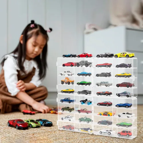 Vista 7 de Vitrina acrílica para autos de juguete y autos de caja de cerillas - 32 ranuras (extra grande)